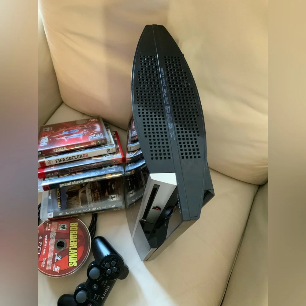 Sony PlayStation 3 Fat Black (PS3) Controller, games and Cables Tested! 40GB.